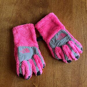 The North Face pink fleece gloves S 6-7
